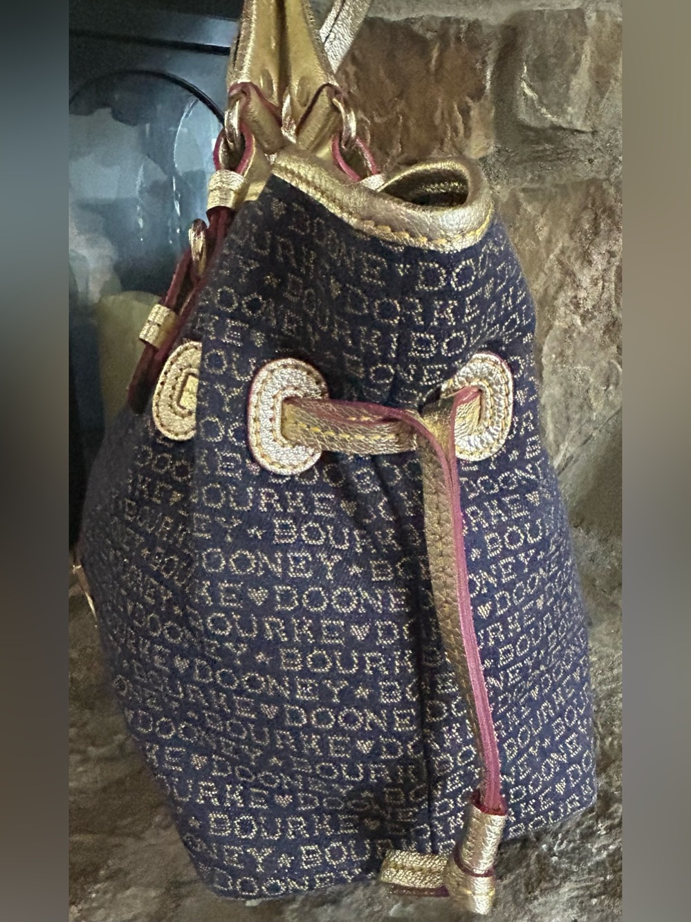 Vintage Dooney & Bourke Denim & Metallic Trim “Chiara" Tote Bag - Picture 6 of 14